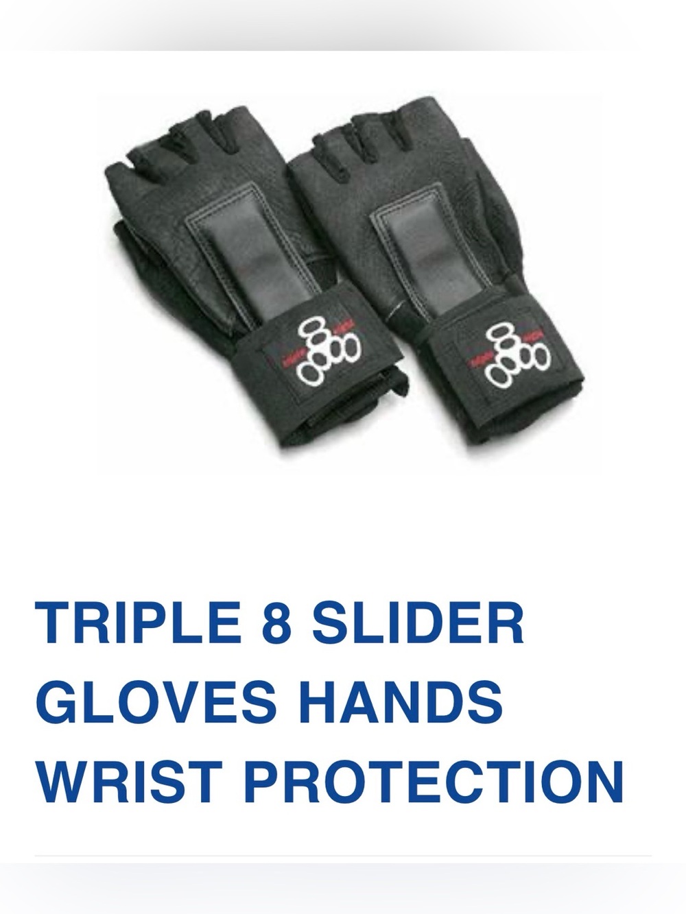 Triple 8 Slider Fingerless Wrist Protection Gloves - Black (H13)